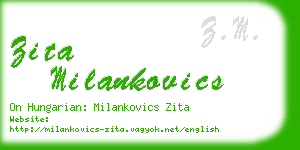 zita milankovics business card